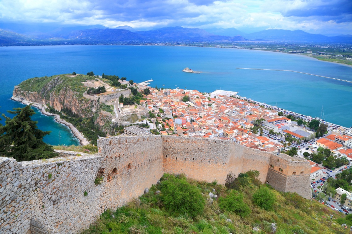 'Nafplio town and harbor seen from the walls of Palamidi fortress, Greece' - Ναύπλιο